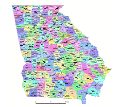 Georgia state (USA) municipalities map