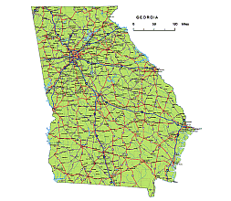 Georgia State Highway Map Preview Of Georgia State Vector Road Map. | Your-Vector-Maps.com