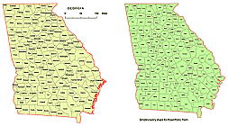 Georgia vector county map. ai, pdf, cdr, eps, wmf, eps, pptx, jpg