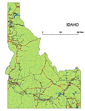 Your-Vector-Maps.com Preview of Idaho State vector road map.ai, pdf, 300 dpi jpg