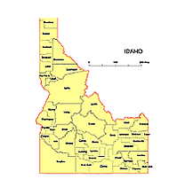 Idaho vector county map.ai, pdf, cdr, eps, wmf, eps, pptx, jpg