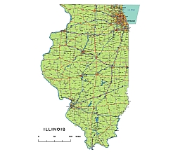 Illinois State vector road map.