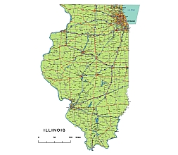 Illinois Road Map Pdf Illinois State Vector Road Map.ai, Pdf, 300 Dpi Jpg | Your-Vector-Maps.com