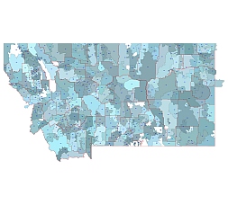 Montana state 5 digit zip code Illustrator artwork,with county layer