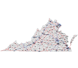 Virginia county and highway map
