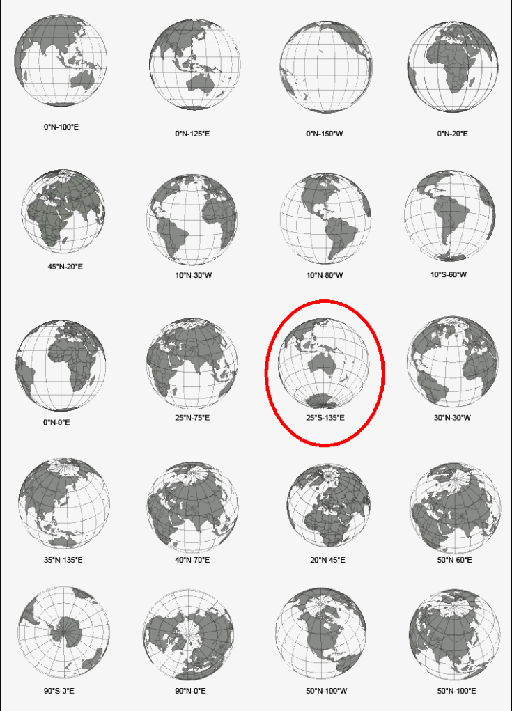 20 Earth Globe positions