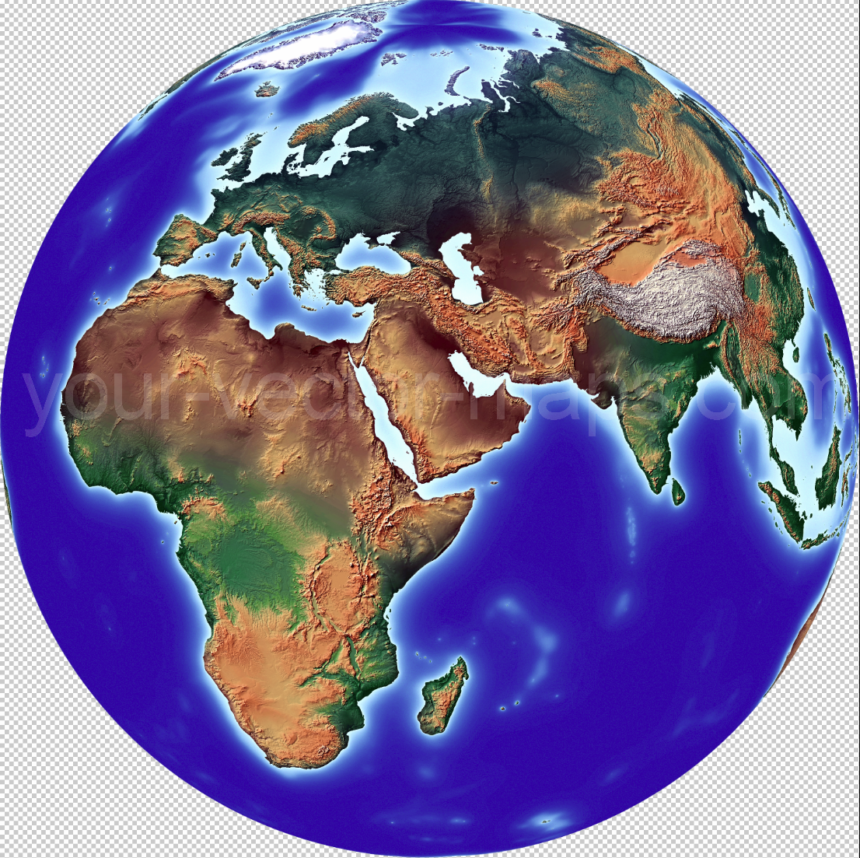 Near East centered Earth Globe