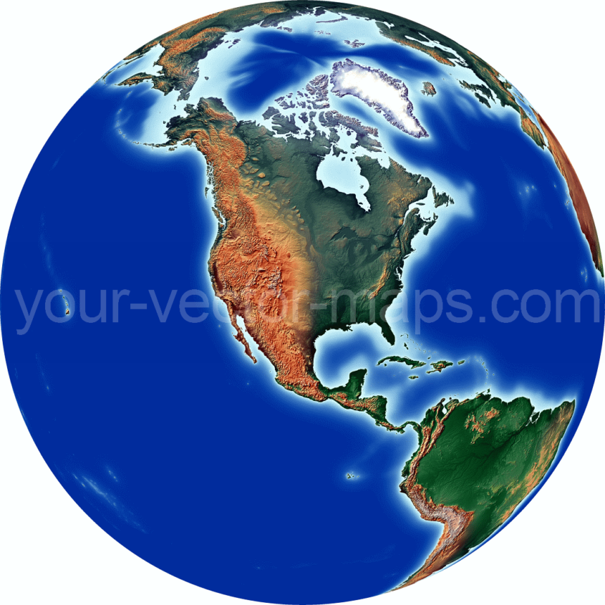North America centered image from satellite. 15 MB transparent png file.