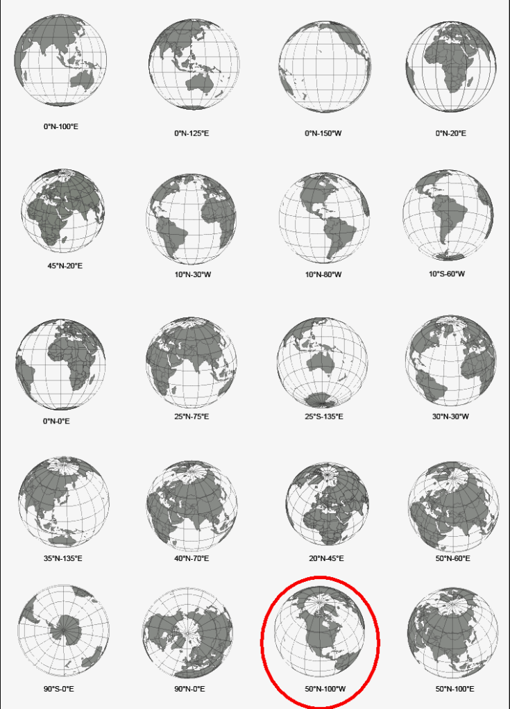 Your-Vector-Maps.com North America Centered Earth Globe 50°N-100°W