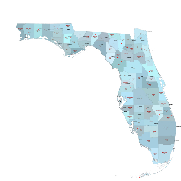 Most accurate Illustrator map of Florida counties