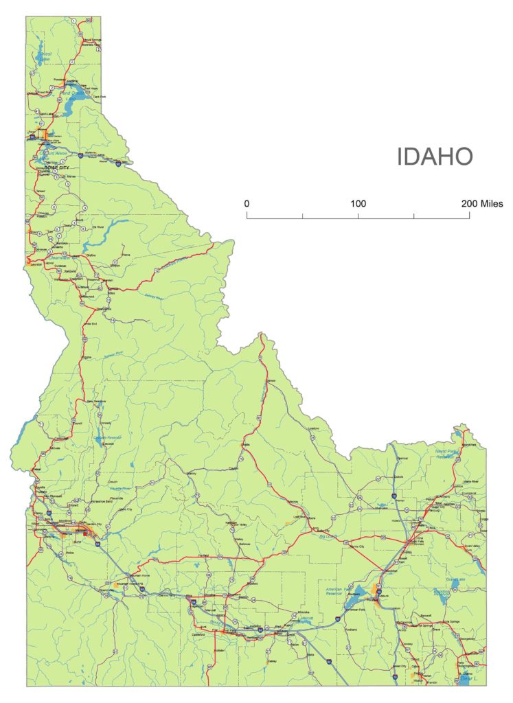 Preview Of Idaho State Vector Road Map   Idaho Road Map 747x1024 