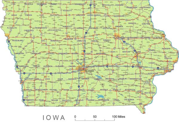 Preview of Iowa State vector road map.ai, pdf, 300 dpi jpg | Printable ...