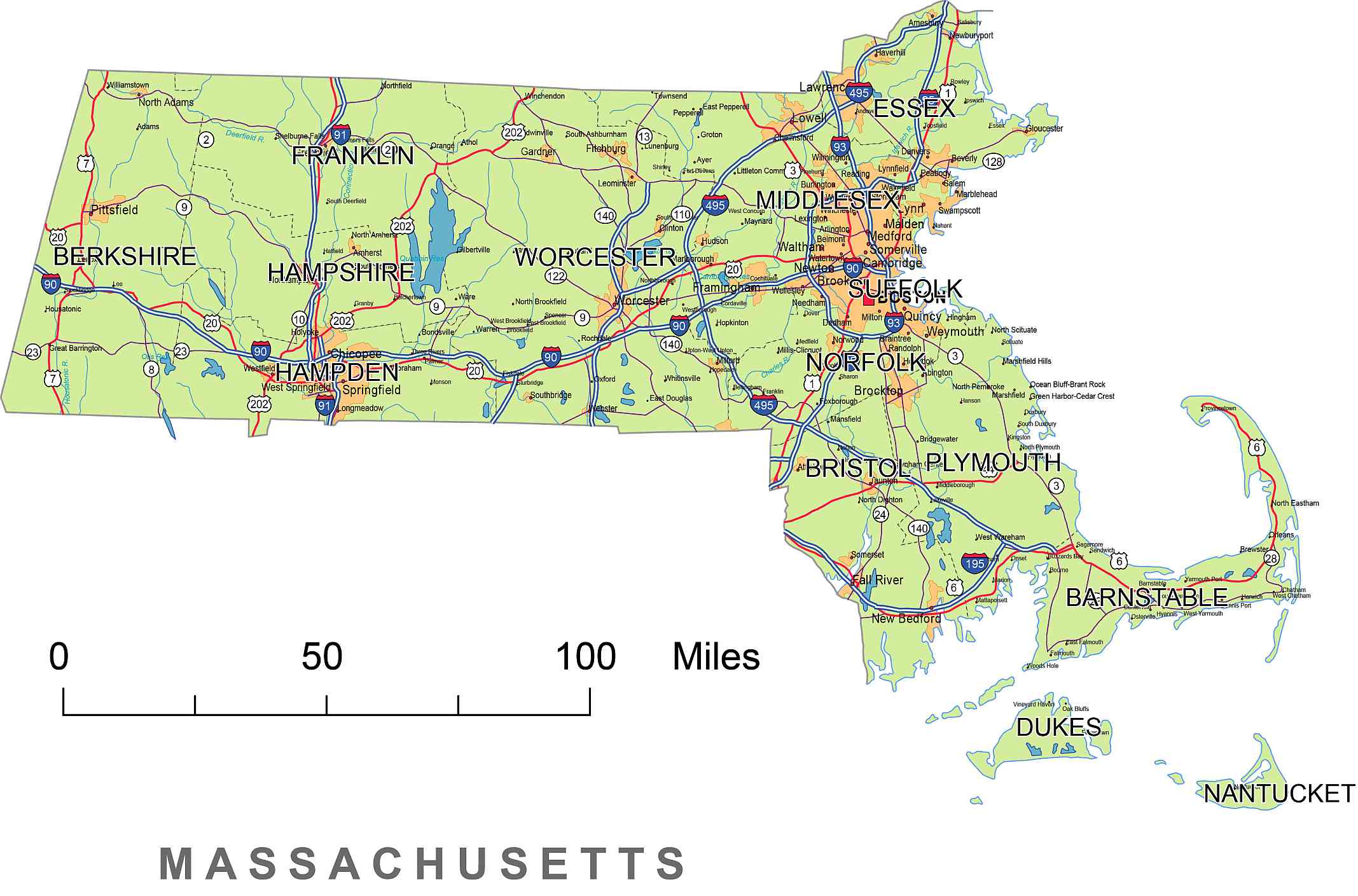 Massachusetts Road Map 