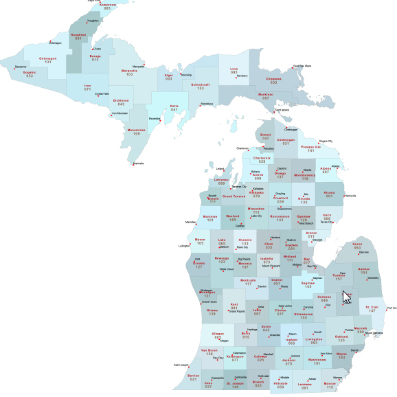 Most accurate Illustrator map Michigan counties