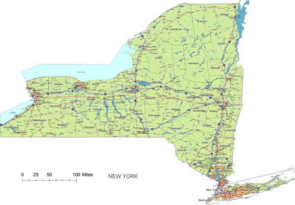 New York State vector road map | Printable vector maps