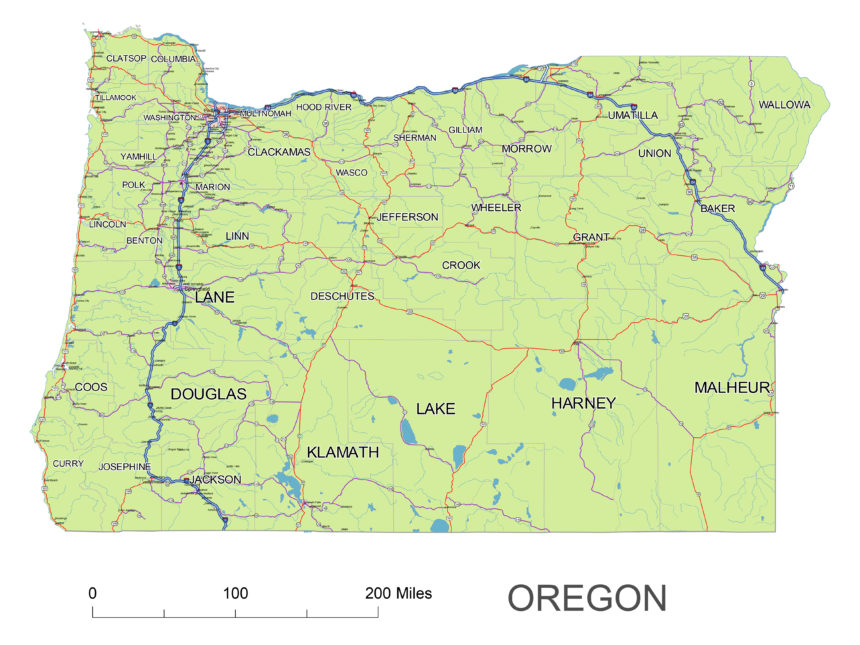 Oregon state vector road map