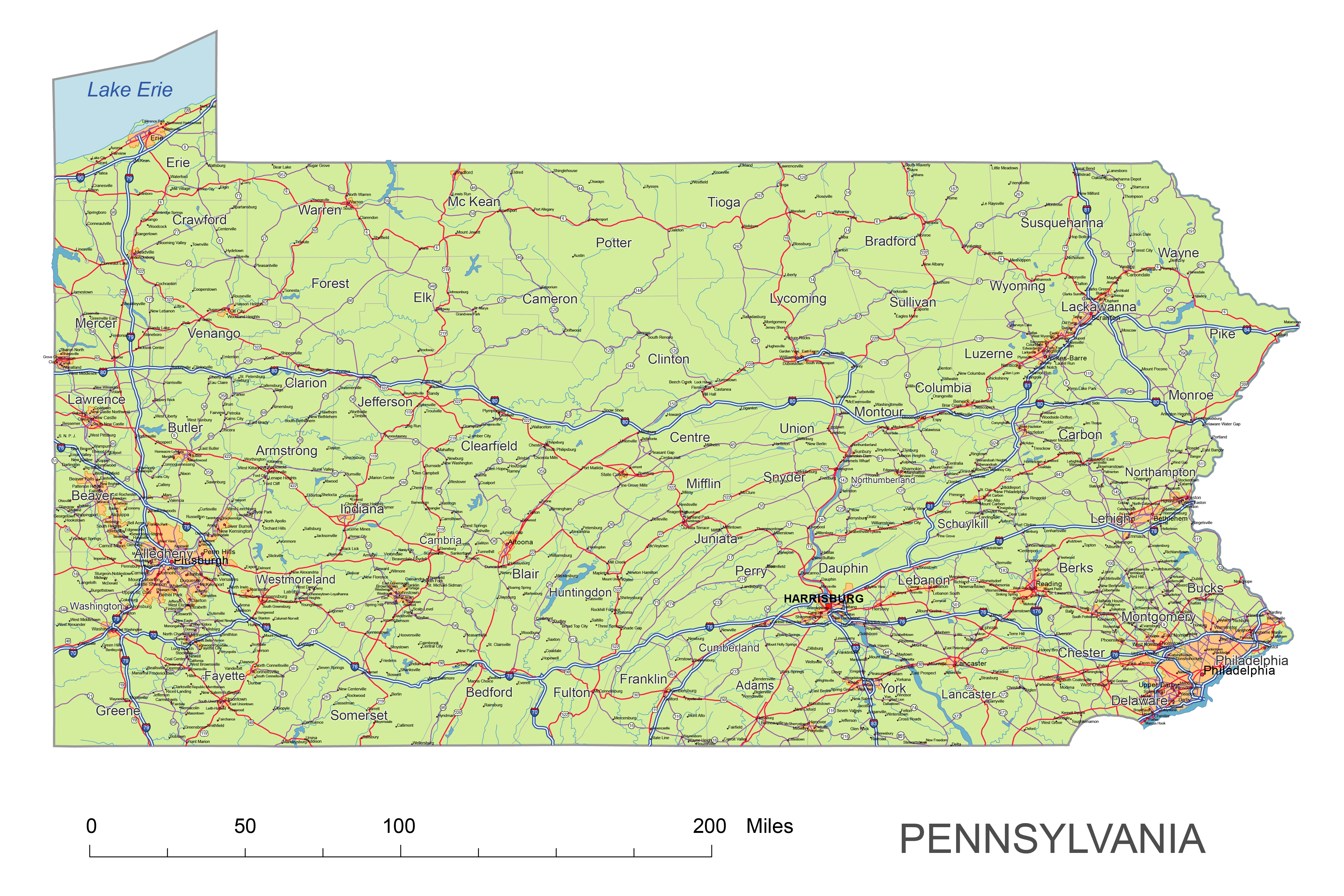 pennsylvania state vector road map lossless scalable aipdf map for