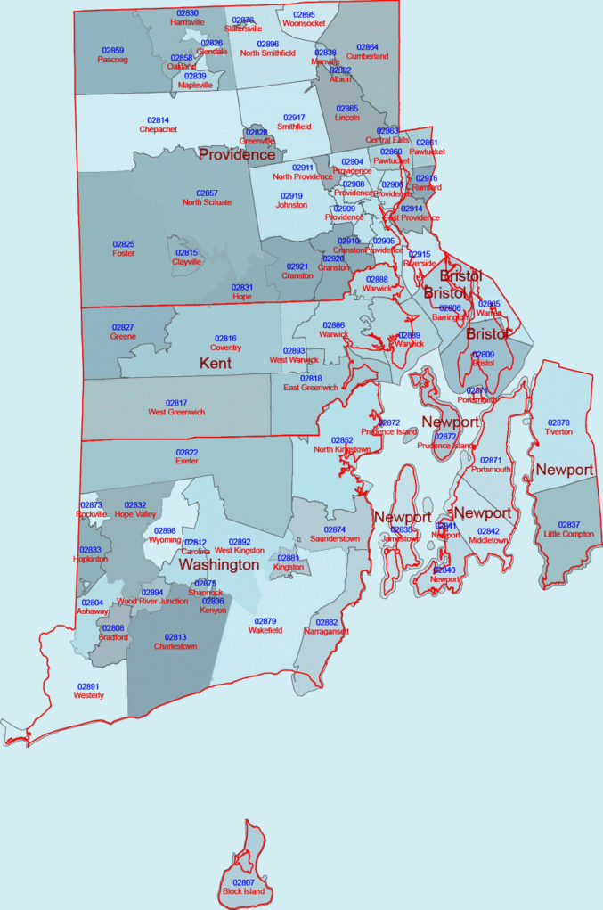Rhode Island 5 digit digital map