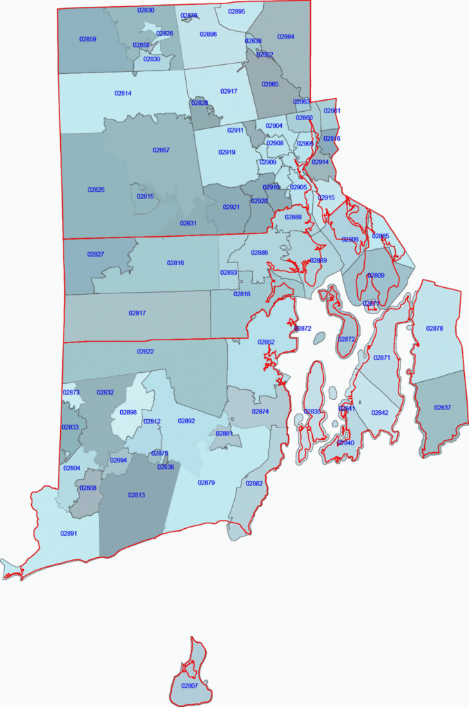 Preview of Rhode Island State simple zip codes map | Your-Vector-Maps.com