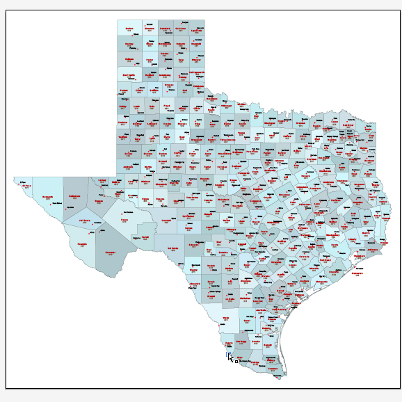 Counties of Texas, county fips codes