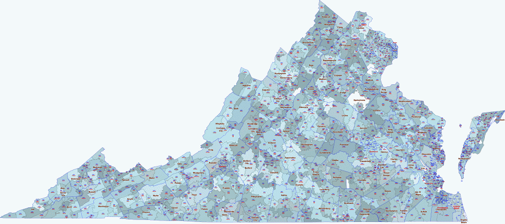 Virginia Zip Code Map By County
