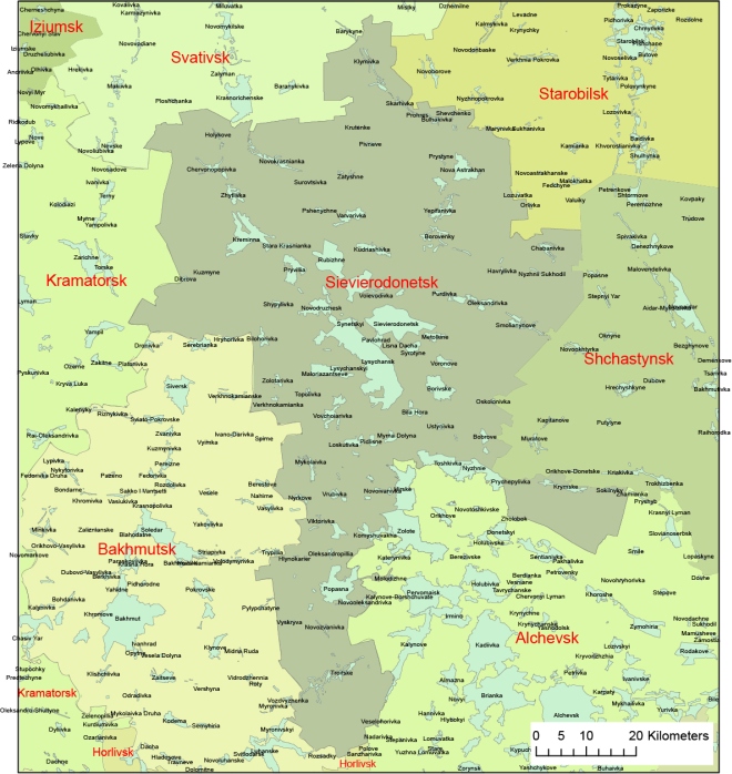 Your-Vector-Maps.com Sievierodonetsk district in Luhansk region