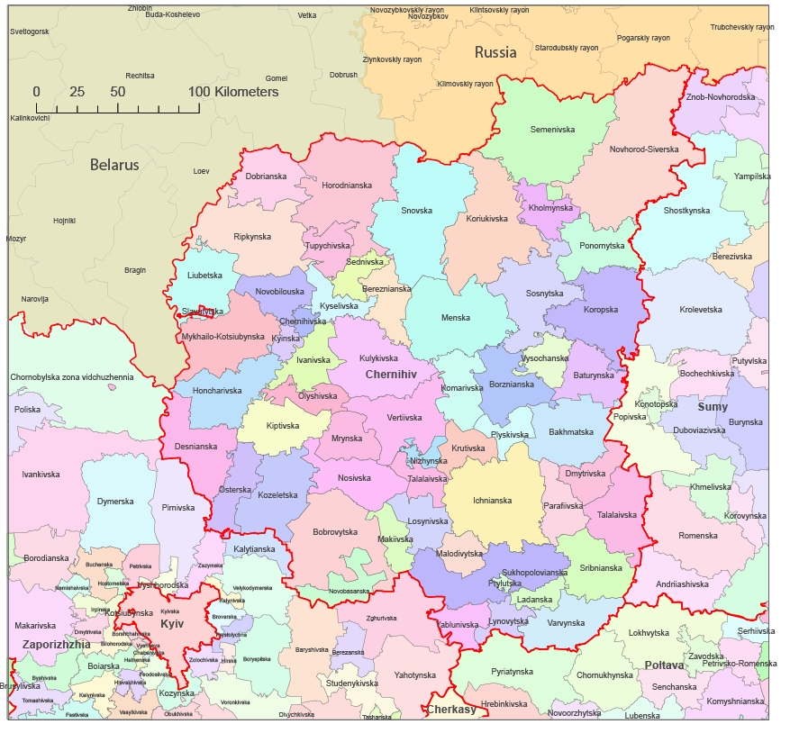 Chernihiv region (oblast) 3. administrativ level