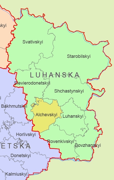 Luhansk, Alchevsky raion detailed map