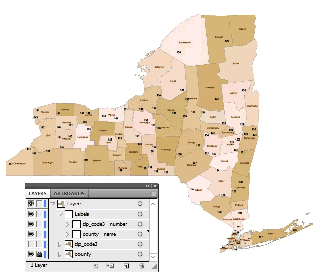 New York 3 Digit Zip Code Map