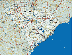 South Carolina state county map. 17MB