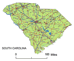Preview of South Carolina State vector road map.
