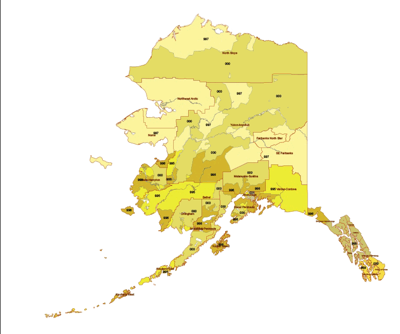 Alaska 3 digit zip code map