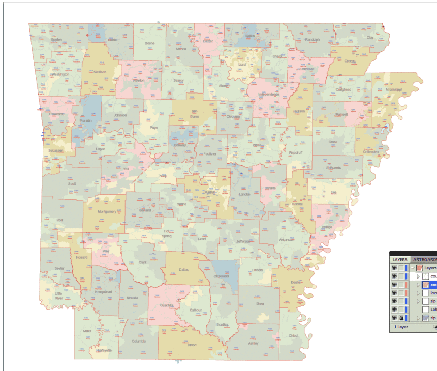 Arkansas Digital ZIP Code Map