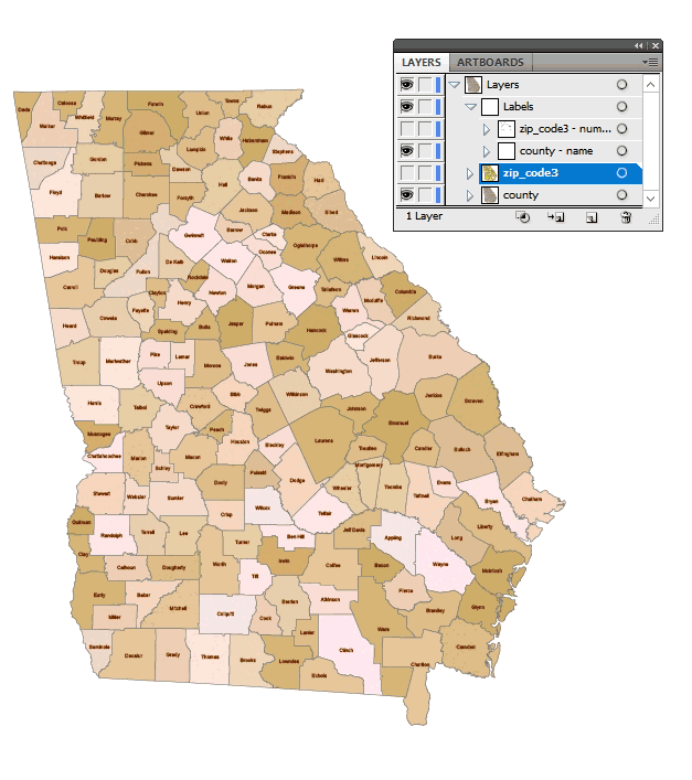 Georgia 3-digit ZIP code map