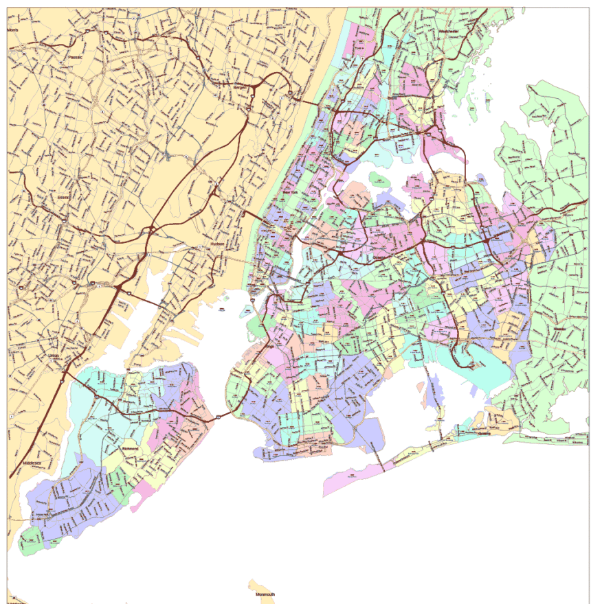 New York City zip code map