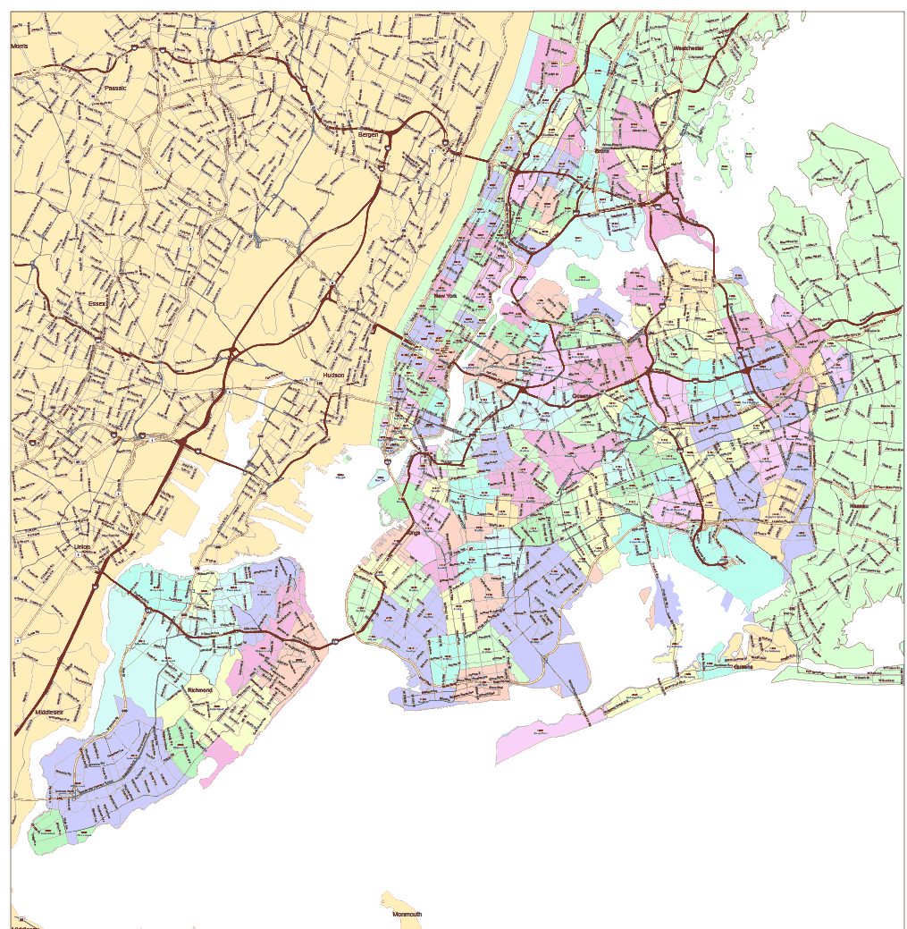 New York City zip code map | Your-Vector-Maps.com