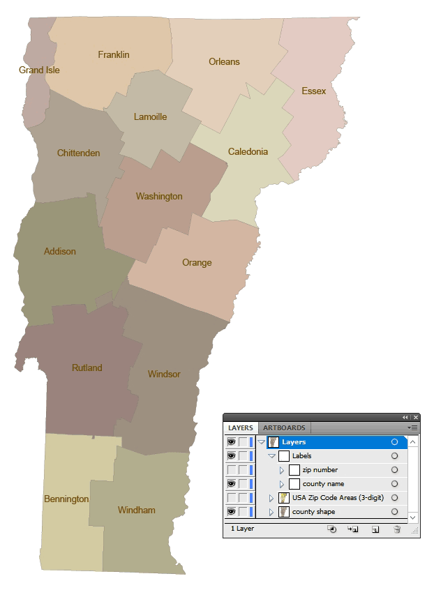 VT-Vermont 3-digit ZIP code map