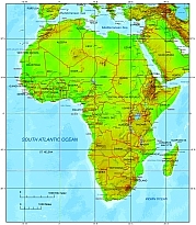 Africa terrain map with country name - Your-Vector-Maps.com