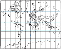 Rectangle world map with georeference line. - Your-Vector-Maps.com