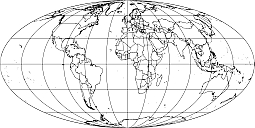 Editable royalty-free map of Mollweide projection (oval format) in ...