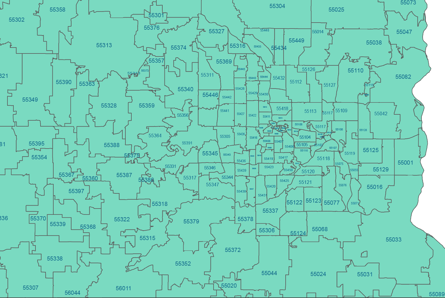 Minnesota ZIP Code Map Basic - your-vector-maps.com
