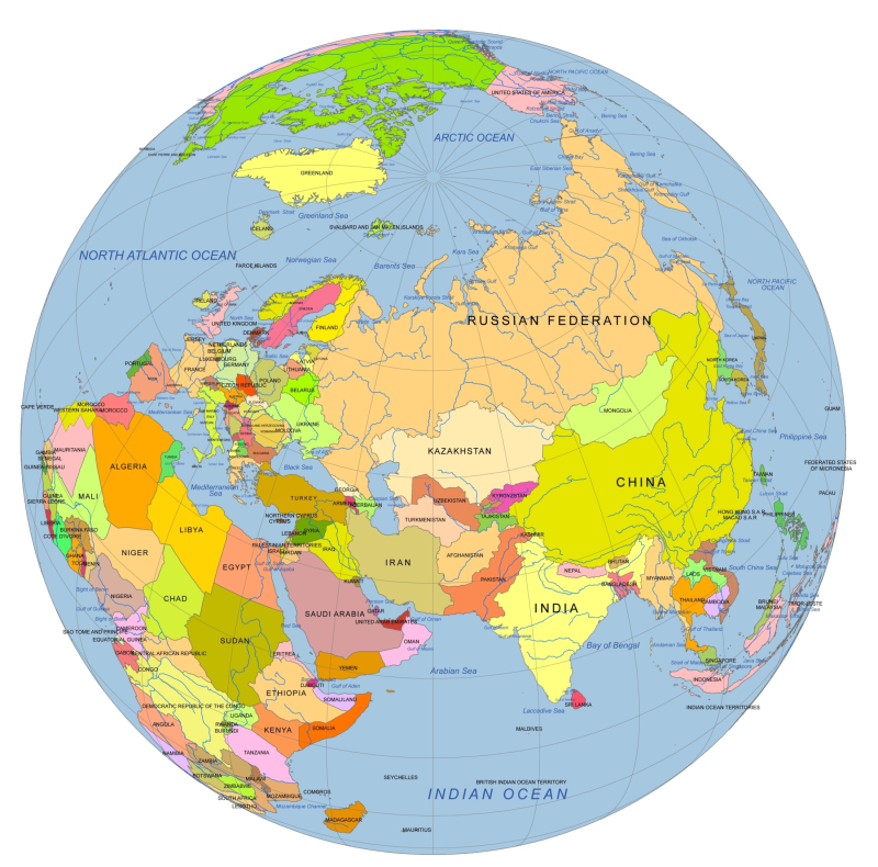 Near East And Central Asia On Globe