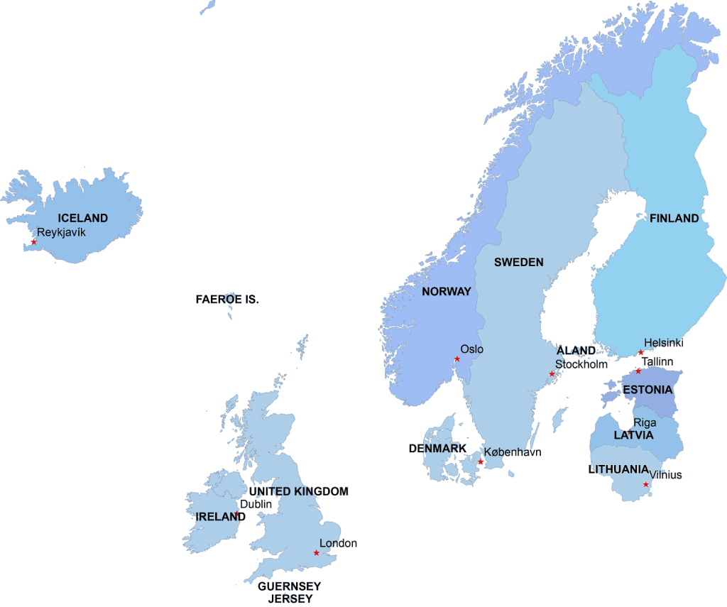 Northern Europe digital map