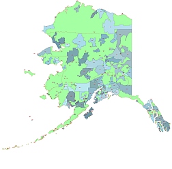Alaska State zip codes. Vector map