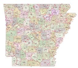 Arkansas digital zip code map