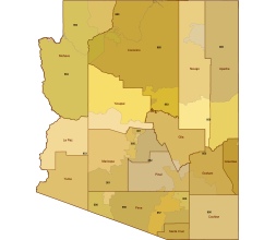 Arizona 3 digit zip code + county map