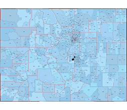 Simple zip code map of Colorado state