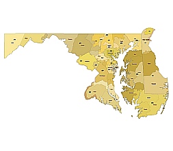 Maryland and Delaware 3 digit zip code map. Preview.