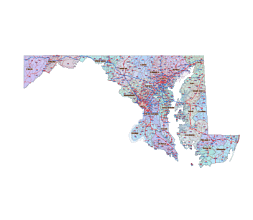 Maryland zip code county road map