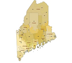 Maine state 3 digit zip code vector map. Preview